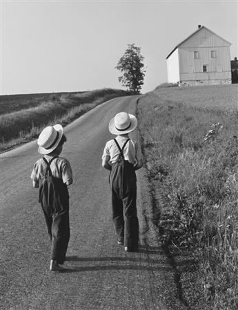 GEORGE A. TICE (1938- ) Two Amish Boys, Lancaster, Pennsylvania * Amish Children Playing in Snow, Lancaster, Pennsylvania.